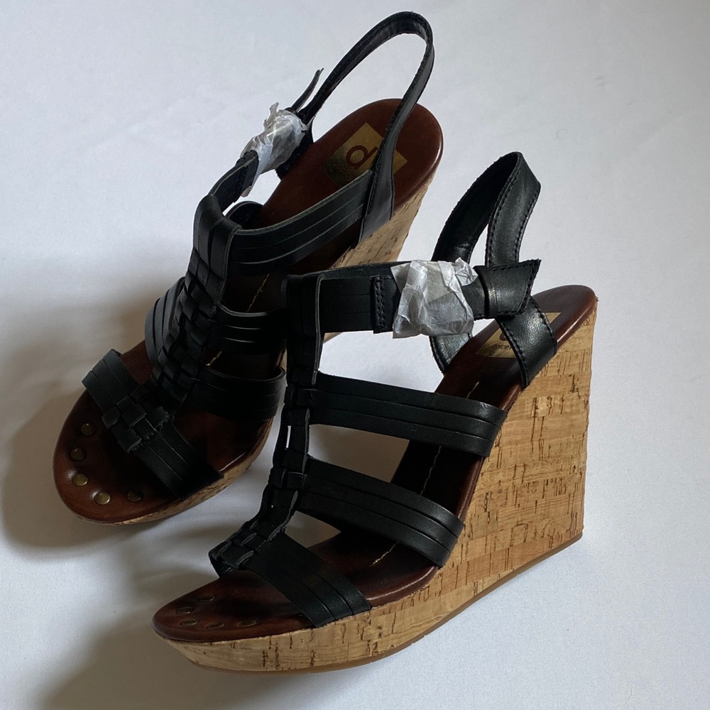Dolce Vita Shoes Platform Wedge Leather Cork Sandals size 9